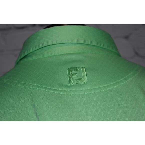 Footjoy Golf Polo Shirt Men Size Large Polyester Performance Neon Green Diamonds - Picture 6 of 8